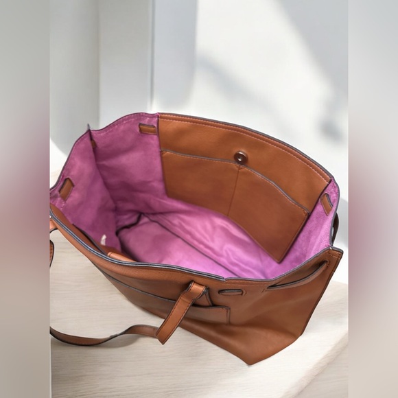 Opaque Clip Japanese handbag shoulder vegan leather brown fall autumn kawaii - Picture 4 of 8